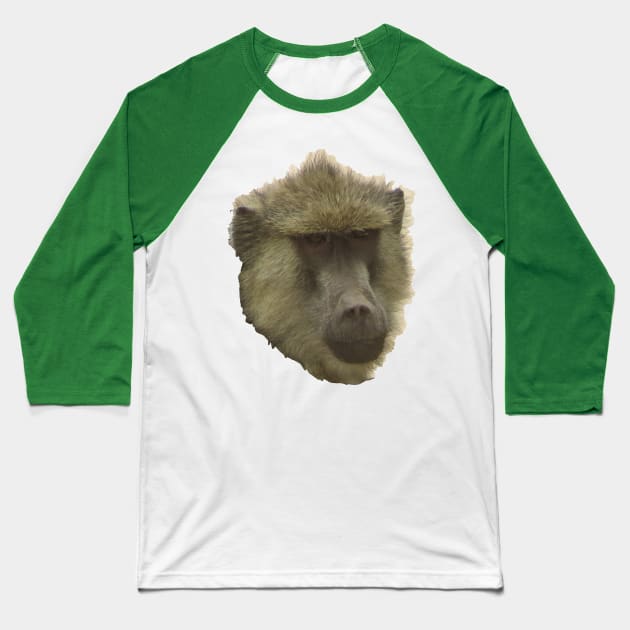 Baboon Monkey Portrait Baseball T-Shirt by ellenhenryart